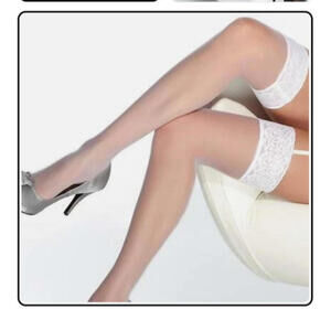 Coquette White Lace Garter Belt with Stockings Set
